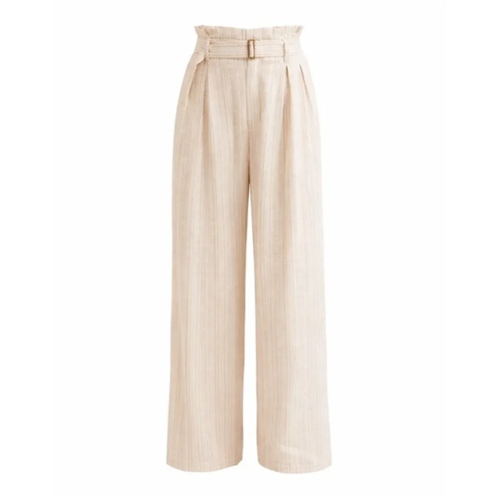Banana‎ Republic Linen-Blend Striped Paperbag Pant Size 10 NWT